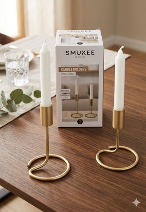 Set 2 Portacandele Eleganti in Metallo Dorato - Smukee Home