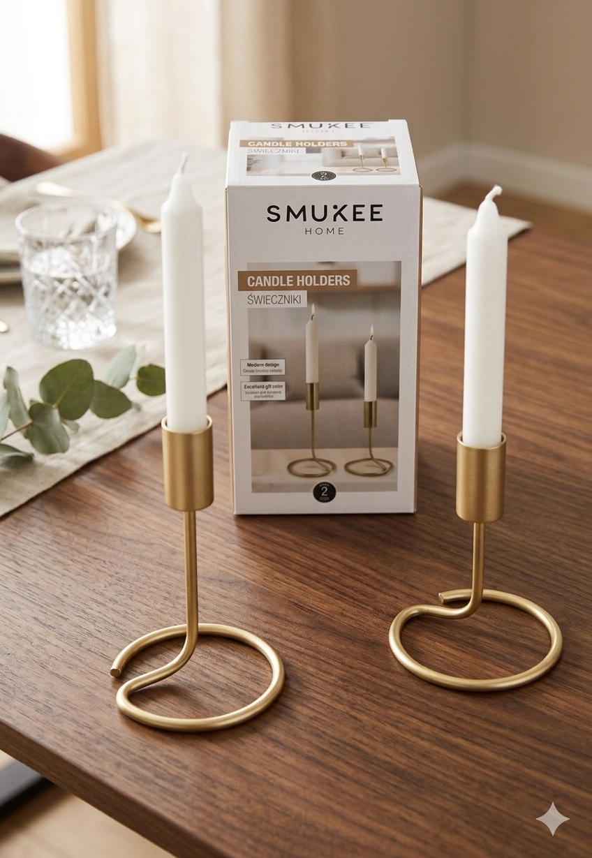 Set 2 Portacandele Eleganti in Metallo Dorato - Smukee Home