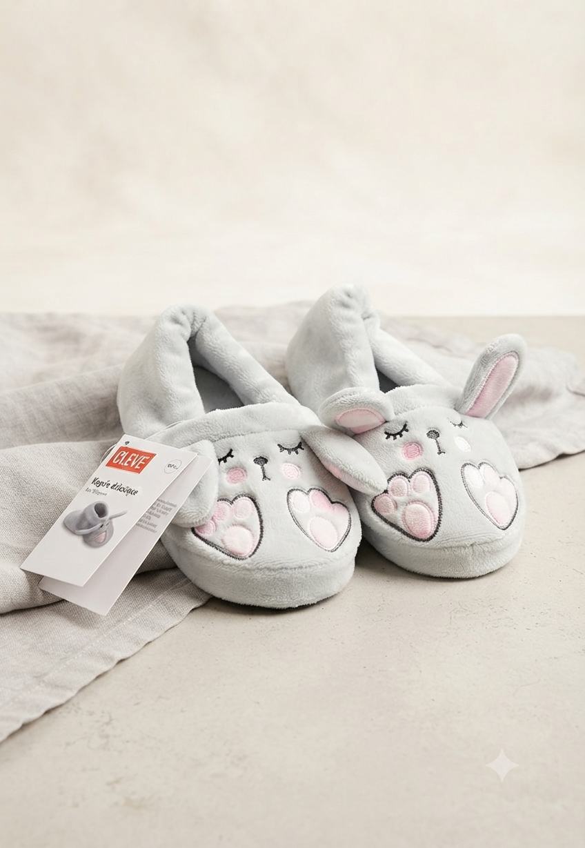 Pantofole Morbide per Bambini - Design Coniglietto Peluche