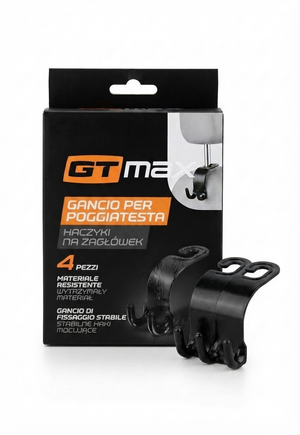 4 Ganci Universali per Poggiatesta Auto GT Max – Organizzatore per Interni Auto – Resistenti e Stabili