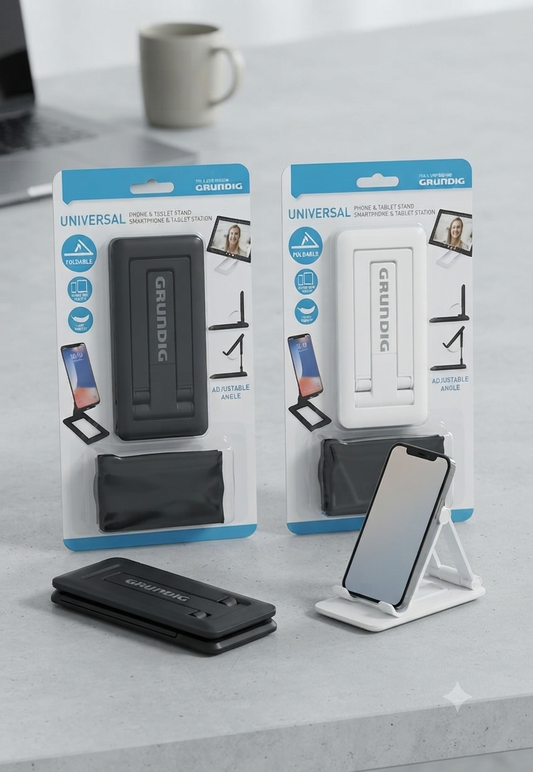 Supporto Universale Pieghevole Grundig per Smartphone e Tablet – Compatto, Regolabile e Antiscivolo