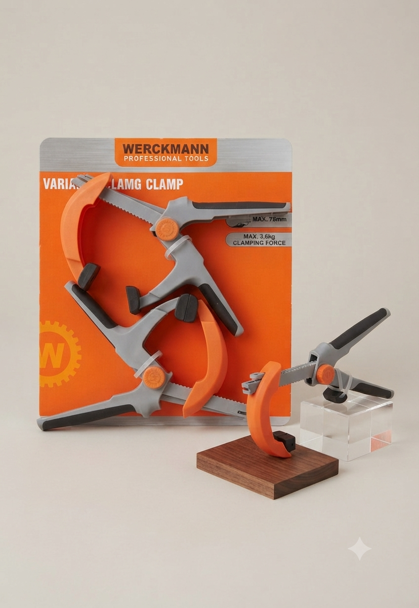 Set 2 Morsetti a Scatto Werckmann – Apertura 75mm – Forza di Serraggio 3.6kg