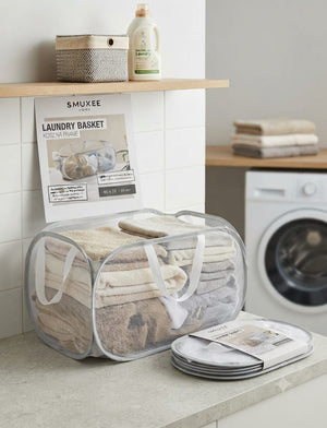 Cesto Portabiancheria Pieghevole in Rete - 60x30x30 cm Smukee™