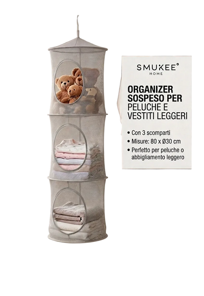 Organizer Sospeso Salvaspazio a 3 Scomparti – Grigio | Smukee Home
