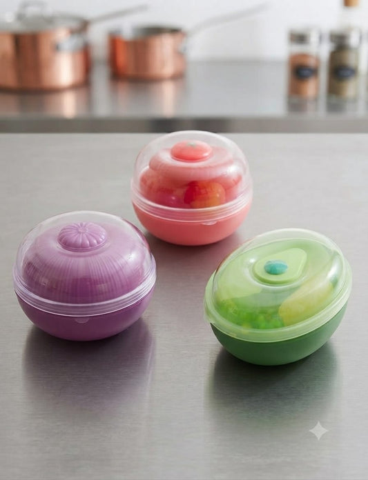 Set Contenitori Salva-Freschezza Forma Frutta e Verdura – Mantieni il Cibo Croccante